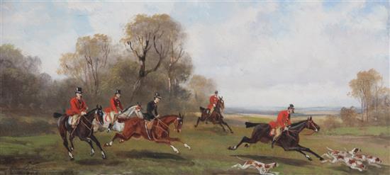 Rudolf Stone (19th century) Hunting scenes 5.5 x 11.75in.